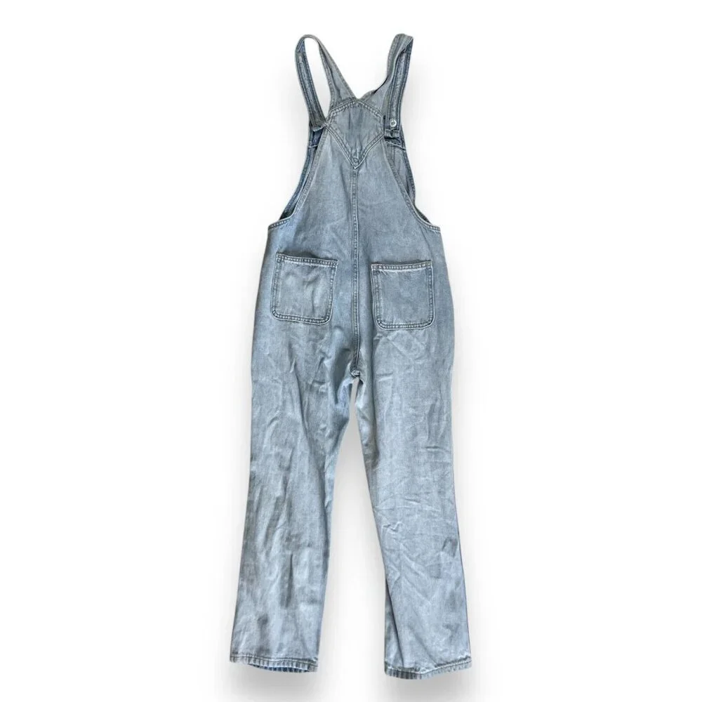 Old Navy Vintage‎ Y2K Denim Bib Overalls Girls L 10-12 Blue Light Wash Relaxed